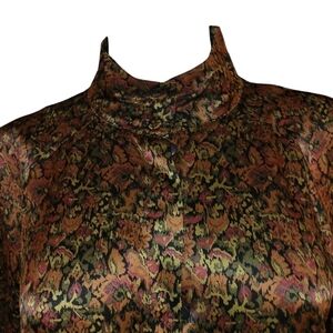 Vintage Alexander Silk Long Sleeves Blouse 12 Green multiple colors